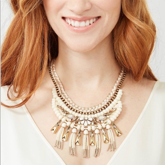 Stella & Dot Cream and Gold Statement Necklace - Picture 3 of 4